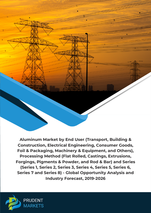 Aluminum Market by End User (Transport, Building & Construction, Electrical Engineering, Consumer Goods, Foil & Packaging, Machinery & Equipment, and Others), Processing Method (Flat Rolled, Castings, Extrusions, Forgings, Pigments & Powder, and Rod & Bar) and Series (Series 1, Series 2, Series 3, Series 4, Series 5, Series 6, Series 7 and Series 8) - Global Opportunity Analysis and Industry Forecast, 2019-2026