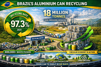 Fifteen years, over 95% recycling, 18MT GHG emissions avoided - Brazil turns aluminium cans into a climate asset