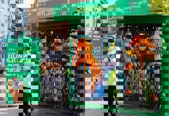 Giant recycling artwork painted live in Bristol city centre