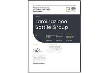 ASI certifies Laminazione Sottile Group against Chain of Custody Standard V2